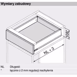 Szuflada MERIVOBOX z hamulcem / wys. M=91 mm / dł. 45 cm / 40 kg / szary indium