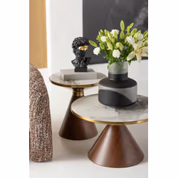 Stolik okrągły CONO CERAMIC 50 - biały/brązowy