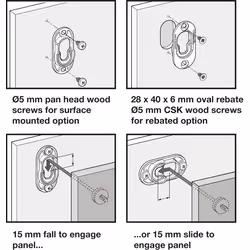 BUTTON-FIX niewidoczny łącznik meblowy do paneli TYP1 Metal/ komplet z guzikiem