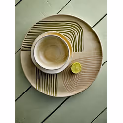 Talerz ceramiczny AMICA 39 - beżowy/zielony