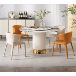 Stół z obrotowym blatem AZZURRO 150 cm - biały/złoty