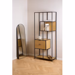 Regał z szufladami SEAFORD 77 cm - dziki dąb/czarny