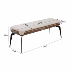 Ławka tapicerowana MARC 140 cm - beżowy/czarny
