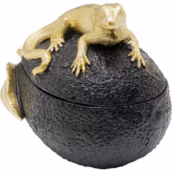 Pojemnik dekoracyjny AVOCADO LIZARD - czarny/złoty