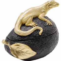 Pojemnik dekoracyjny AVOCADO LIZARD - czarny/złoty