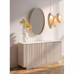 Lustro wiszące okrągłe CURVE GREIGE 100 cm - szarobeżowy