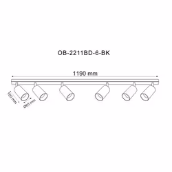Lampa sufitowa REN 6 reflektorów OB-2211BD-6-BK - czarny
