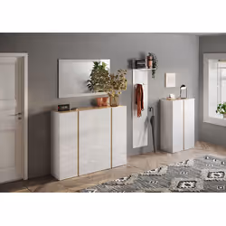 Szafka na buty 4-drzwiowa FRAME - biały połysk