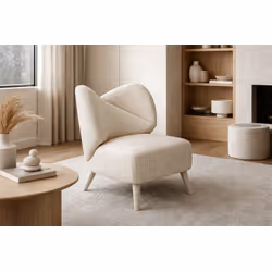Fotel LEITH boucle - kremowy