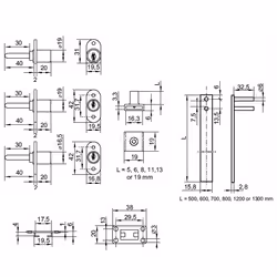 Zamek centralny Siso 1018 fi 19mm L 800mm zaczepy 3x8mm HCK