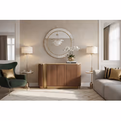 Komoda 3-drzwiowa STILIG - orzech włoski/beżowy