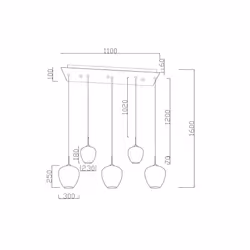 Lampa wisząca SPHERE SMOKE 5 - dymiony