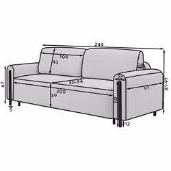 Sofa rozkładana ARCADOVA czarne nogi