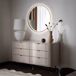 Lustro okrągłe z oświetleniem LED 80 cm 3177A - złoty