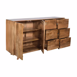 Komoda drewniana 2-drzwiowa STOCKHOLM ST-21-CR 6 szuflad - mango caramel