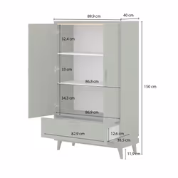 Komoda wysoka SCANDI 38 - zgaszona zieleń/dąb olejowany