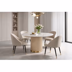 Stół okrągły STILIG 120 cm - biały/szampańskie złoto