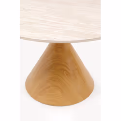 Stół okrągły CONO TRAVERTIN Oak 120 cm - beżowy/dąb