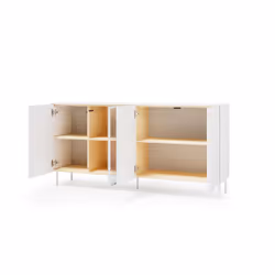 Komoda 4-drzwiowa z oświetleniem LIBA LB-04 170 cm - biały jedwab/dąb vincenza