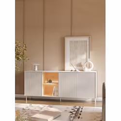 Komoda 4-drzwiowa z oświetleniem LIBA LB-04 170 cm - biały jedwab/dąb vincenza