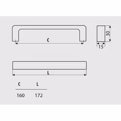 Uchwyt meblowy UU52 - liść szałwii / rozstaw 160 mm GAMET
