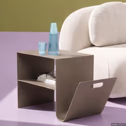 Stolik metalowy z gazetnikiem LOUNGE NEWS 65x37 - taupe