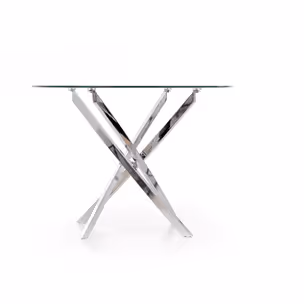Stół okrągły szklany RAYMOND 100 cm - transparentny/srebrny