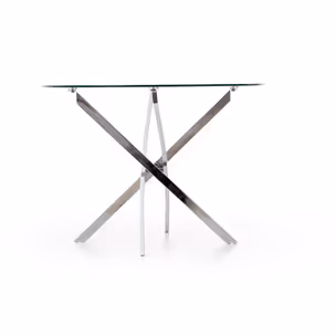 Stół okrągły szklany RAYMOND 100 cm - transparentny/srebrny