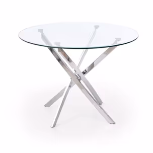 Stół okrągły szklany RAYMOND 100 cm - transparentny/srebrny