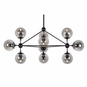 Lampa wisząca PLANETARIO 10 - czarny/klosze dymione