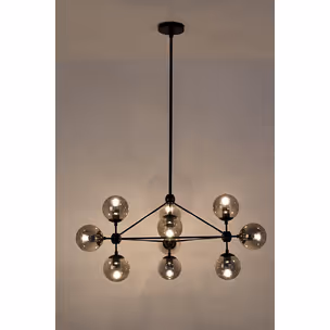 Lampa wisząca PLANETARIO 10 - czarny/klosze dymione