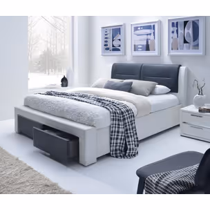 Łóżko z szufladami CASSANDRA S 140 - biały/czarny