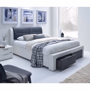 Łóżko z szufladami CASSANDRA S 140 - biały/czarny
