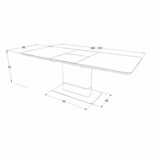 Stół rozkładany PALLAS 160/210x90 - efekt marmuru/czarny mat