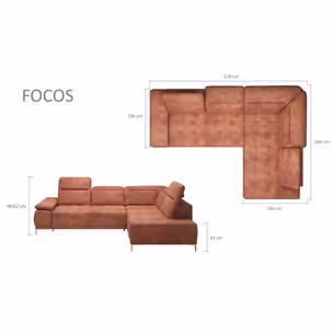 Narożnik FOCUS L - skóra naturalna