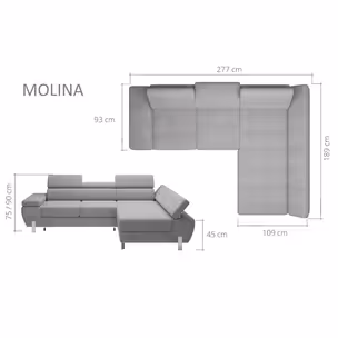 Narożnik MOLINA MINI - skóra naturalna