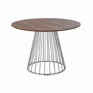 Stół okrągły GLAM WALNUT 110 - fornir orzechowy/chrom