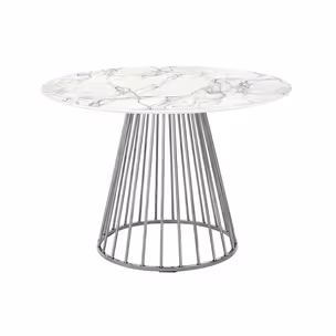 Stół okrągły GLAM MARBLE 110 - okleina marmurowa/chrom