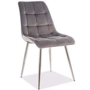 Krzesło welurowe pikowane CHIC CHROM Velvet - szary Bluvel 14