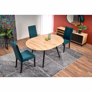 Stół okrągły rozkładany RUBEN 102 cm - dąb artisan/czarny