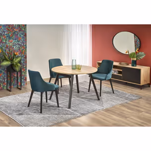 Stół okrągły rozkładany RUBEN 102 cm - dąb artisan/czarny