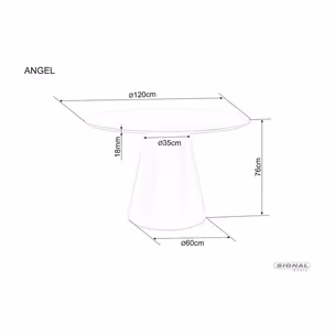 Stół okrągły ANGEL 120 cm - szary/czarny mat