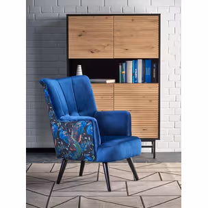 Fotel welurowy PAGONI - granatowy Bluvel 86