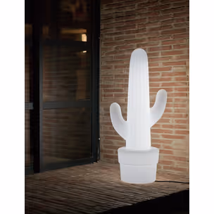 Lampa ogrodowa KAKTUS biała - LED, sterowanie pilotem, wbudowana bateria