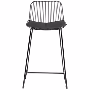 Hoker metalowy z ekoskórą MILES 76 cm - czarny