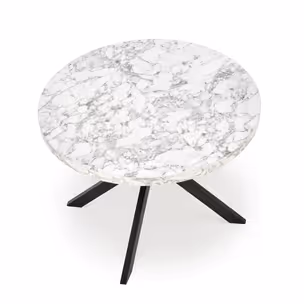Stół okrągły rozkładany PERONI 100-250x100 - biały marmur/czarny