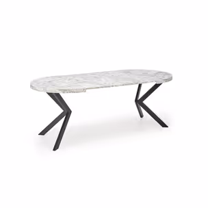 Stół okrągły rozkładany PERONI 100-250x100 - biały marmur/czarny