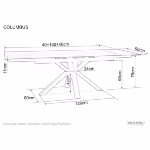 Stół rozkładany COLUMBUS Ceramic 160/240x90 - brązowy/czarny