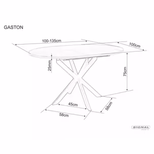 Stół okrągły rozkładany GASTON 100/135x100 - dąb artisan/czarny