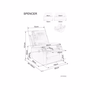 Sofa z funkcją relaks SPENCER 2 Velvet - szary Bluvel 14